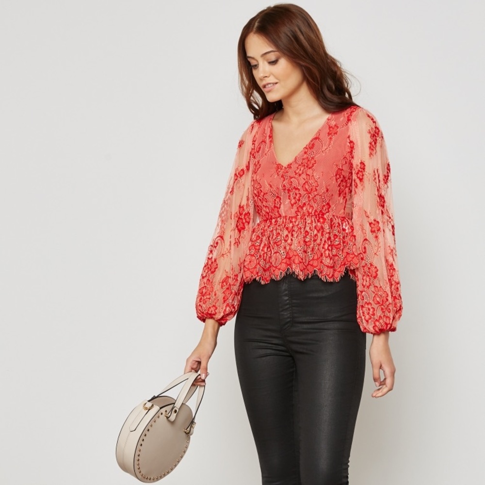 Lace Peplum Top